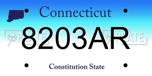8203AR Connecticut License Plate