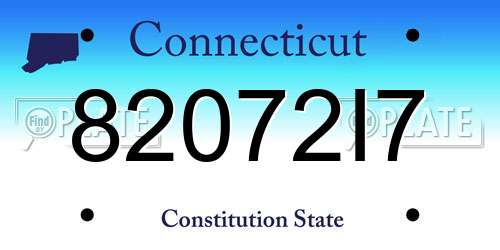 82072I7 Connecticut License Plate