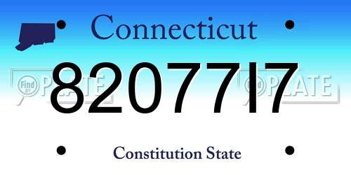 82077I7 Connecticut License Plate