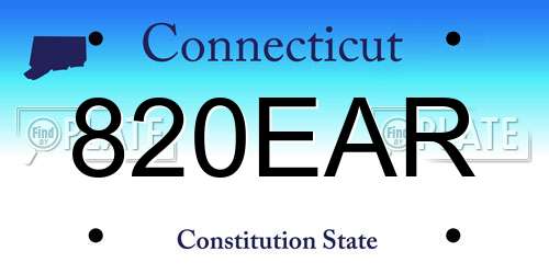 820EAR Connecticut License Plate