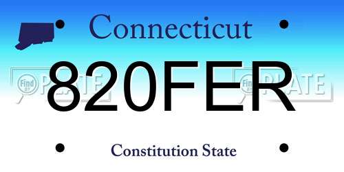820FER Connecticut License Plate