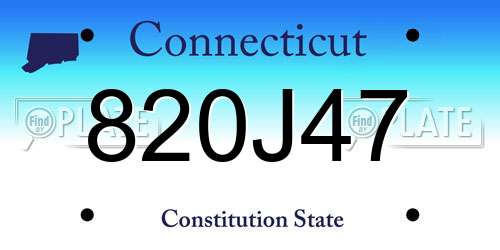 820J47 Connecticut License Plate