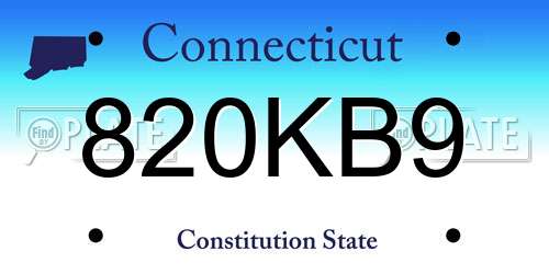 820KB9 Connecticut License Plate
