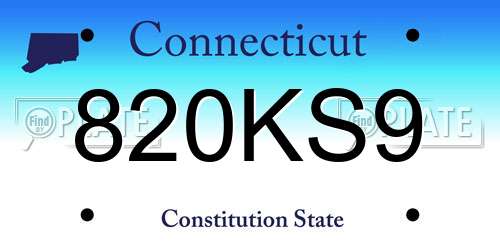 820KS9 Connecticut License Plate