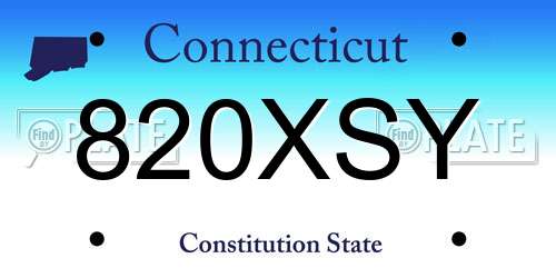 820XSY Connecticut License Plate