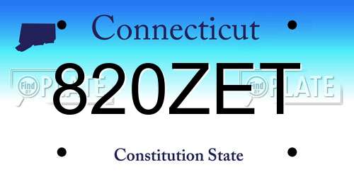 820ZET Connecticut License Plate