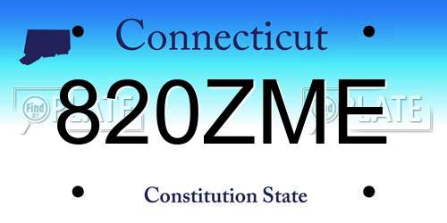 820ZME Connecticut License Plate