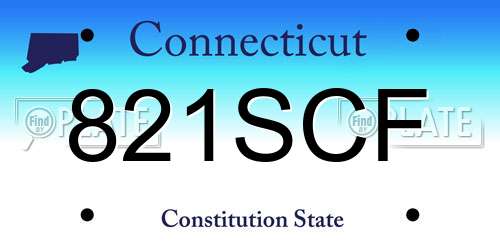 821SCF Connecticut License Plate