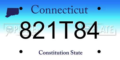 821T84 Connecticut License Plate