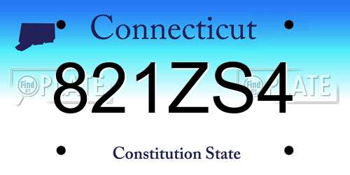 821ZS4 Connecticut License Plate