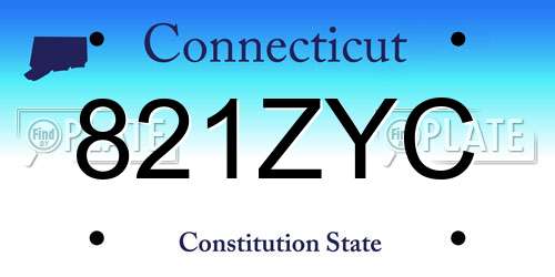 821ZYC Connecticut License Plate