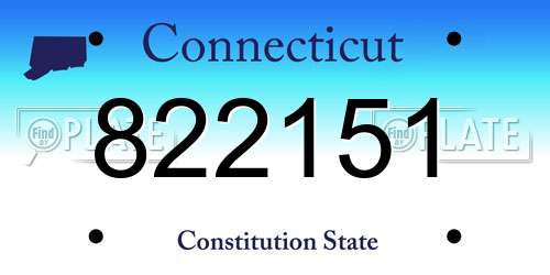 822151 Connecticut License Plate
