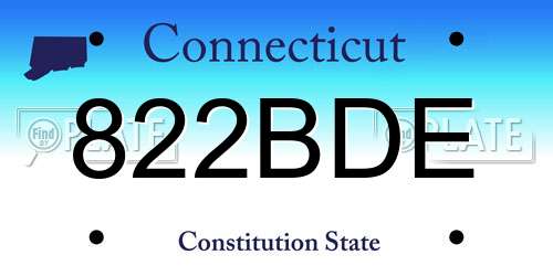 822BDE Connecticut License Plate