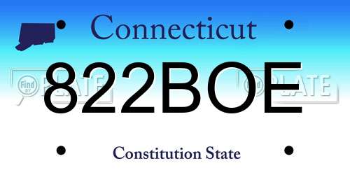 822BOE Connecticut License Plate