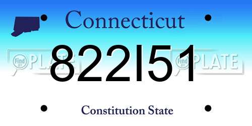 822I51 Connecticut License Plate