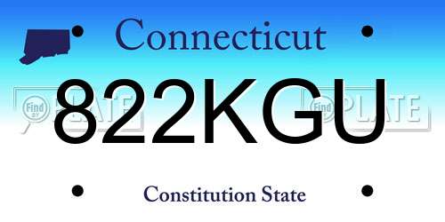 822KGU Connecticut License Plate