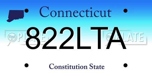 822LTA Connecticut License Plate