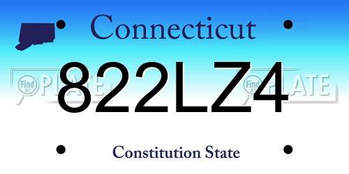 822LZ4 Connecticut License Plate