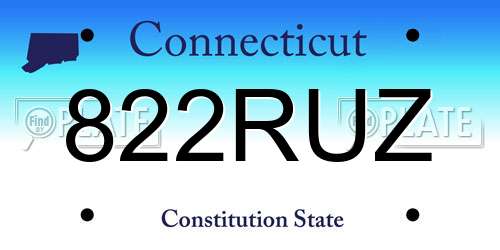 822RUZ Connecticut License Plate