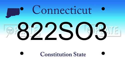 822SO3 Connecticut License Plate