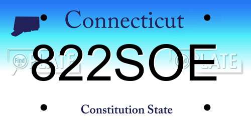 822SOE Connecticut License Plate