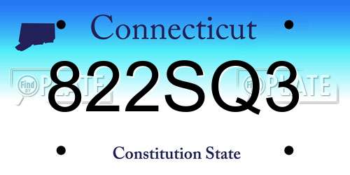 822SQ3 Connecticut License Plate