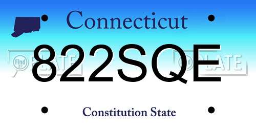 822SQE Connecticut License Plate