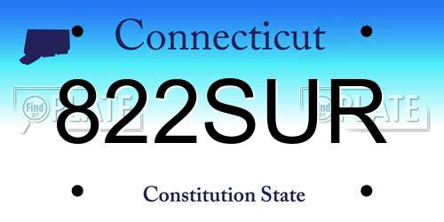 822SUR Connecticut License Plate