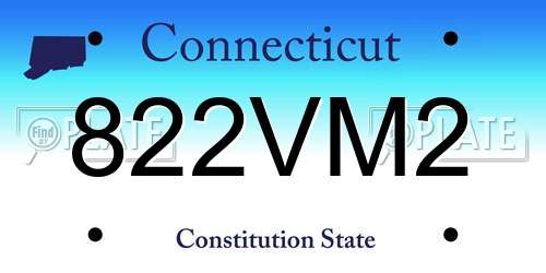 822VM2 Connecticut License Plate