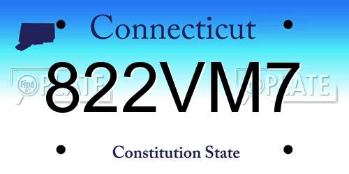 822VM7 Connecticut License Plate