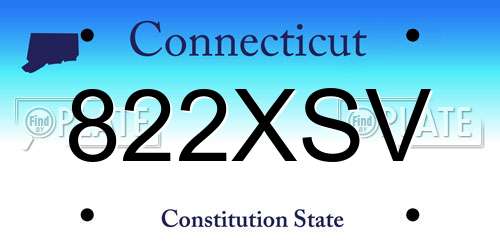 822XSV Connecticut License Plate