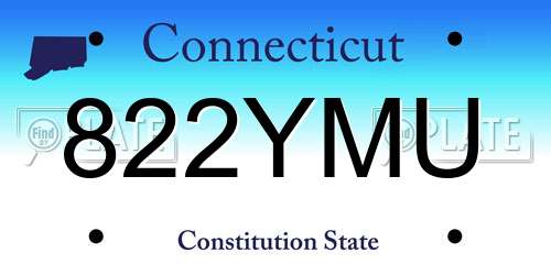 822YMU Connecticut License Plate