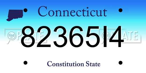 82365I4 Connecticut License Plate