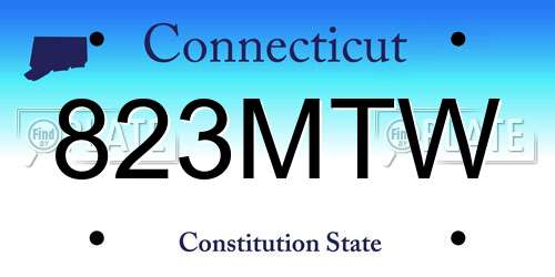 823MTW Connecticut License Plate