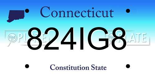 824IG8 Connecticut License Plate