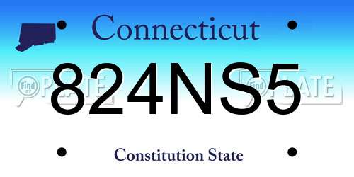 824NS5 Connecticut License Plate
