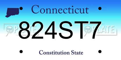 824ST7 Connecticut License Plate