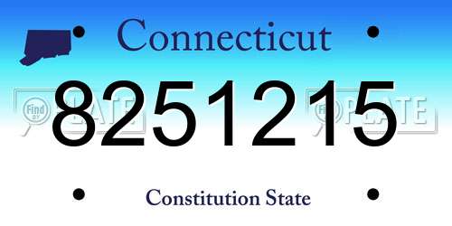 8251215 Connecticut License Plate