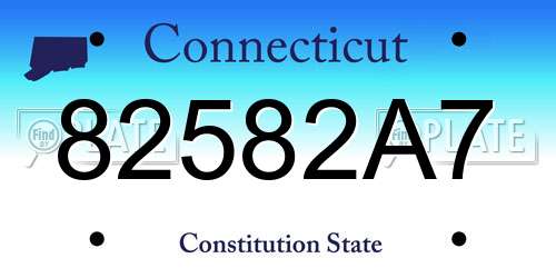 82582A7 Connecticut License Plate