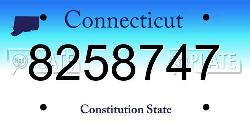 8258747 Connecticut License Plate