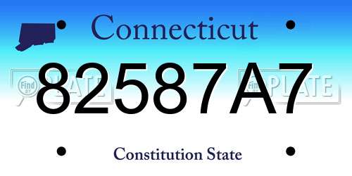 82587A7 Connecticut License Plate