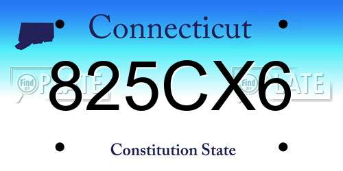 825CX6 Connecticut License Plate