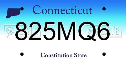 825MQ6 Connecticut License Plate