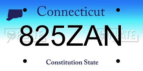 825ZAN Connecticut License Plate