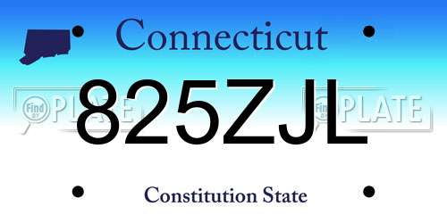 825ZJL Connecticut License Plate