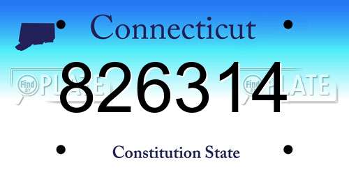 826314 Connecticut License Plate
