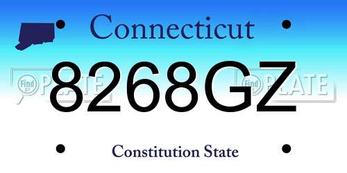8268GZ Connecticut License Plate
