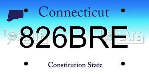826BRE Connecticut License Plate