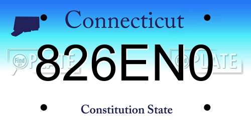 826EN0 Connecticut License Plate