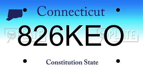 826KEO Connecticut License Plate